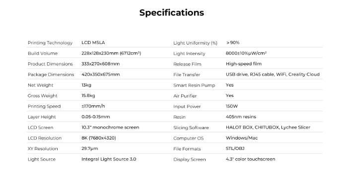 Creality HALOT MAGE PRO Resin 3D Printers 8k